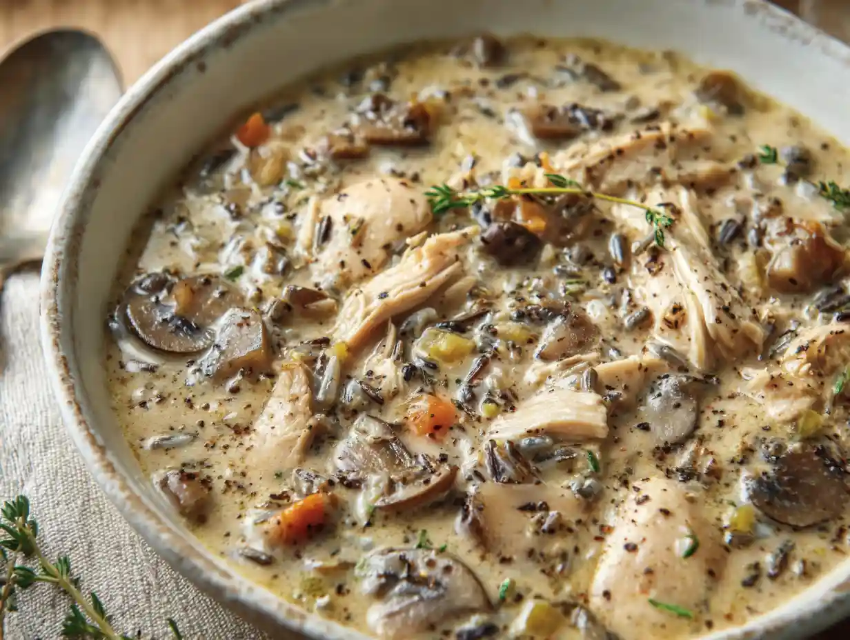 Creamy Mushroom Chicken and Wild Rice Soup