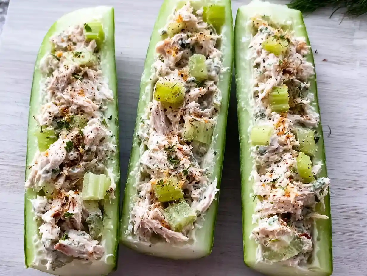Keto Chicken Cucumber Boats