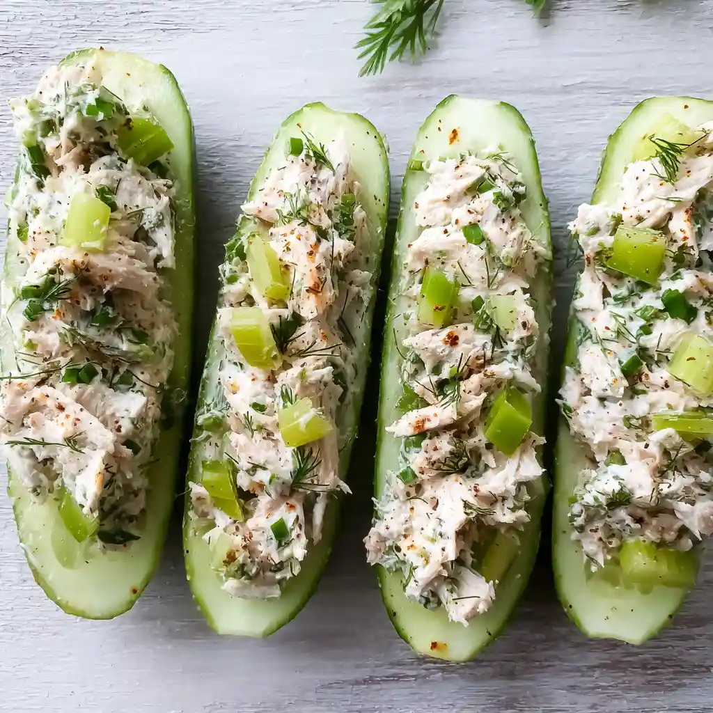 Keto Chicken Cucumber Boats