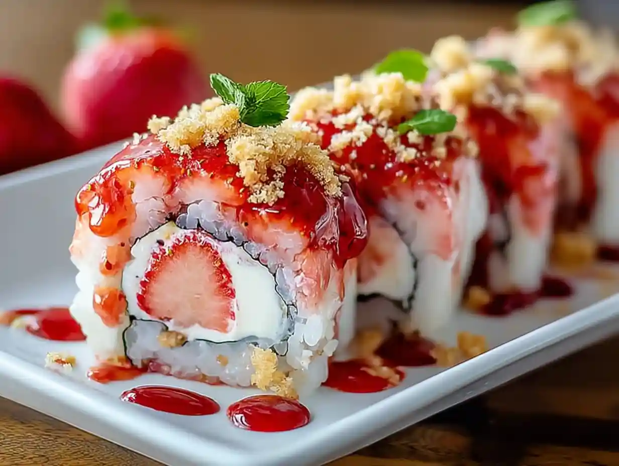 Strawberry Shortcake Sushi Rolls