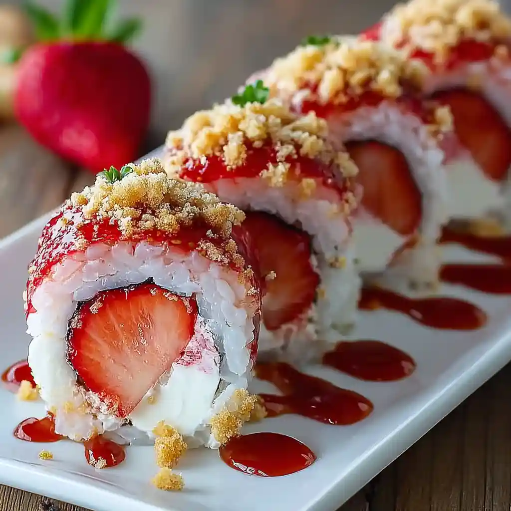 Strawberry Shortcake Sushi Rolls