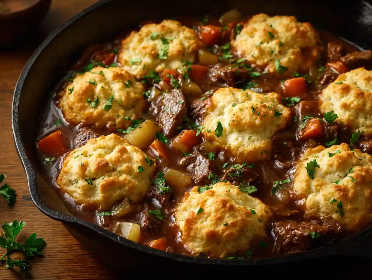 Beef Stew with Cheddar Herb Dumplings