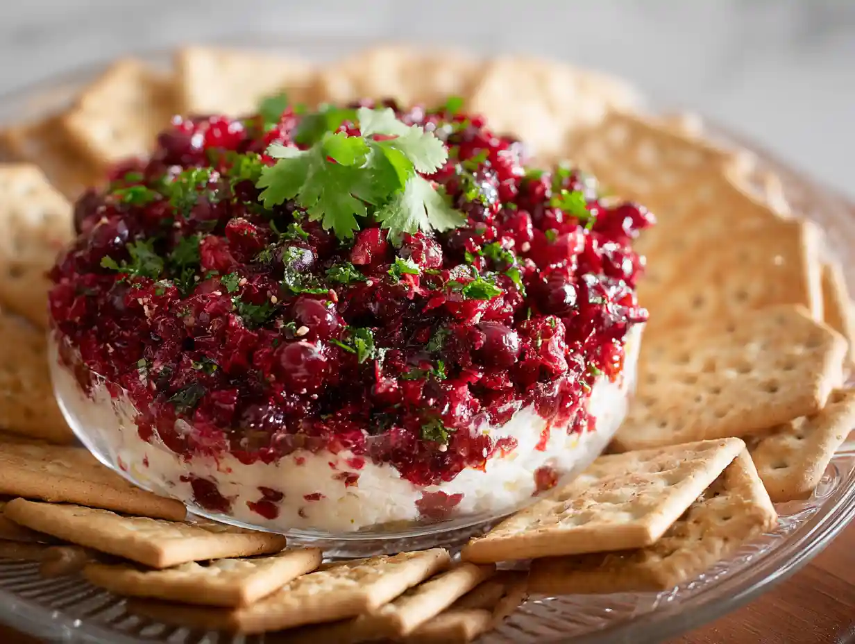Cranberry Salsa over Cream Cheese