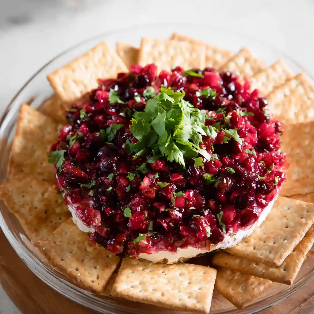 Cranberry Salsa over Cream Cheese