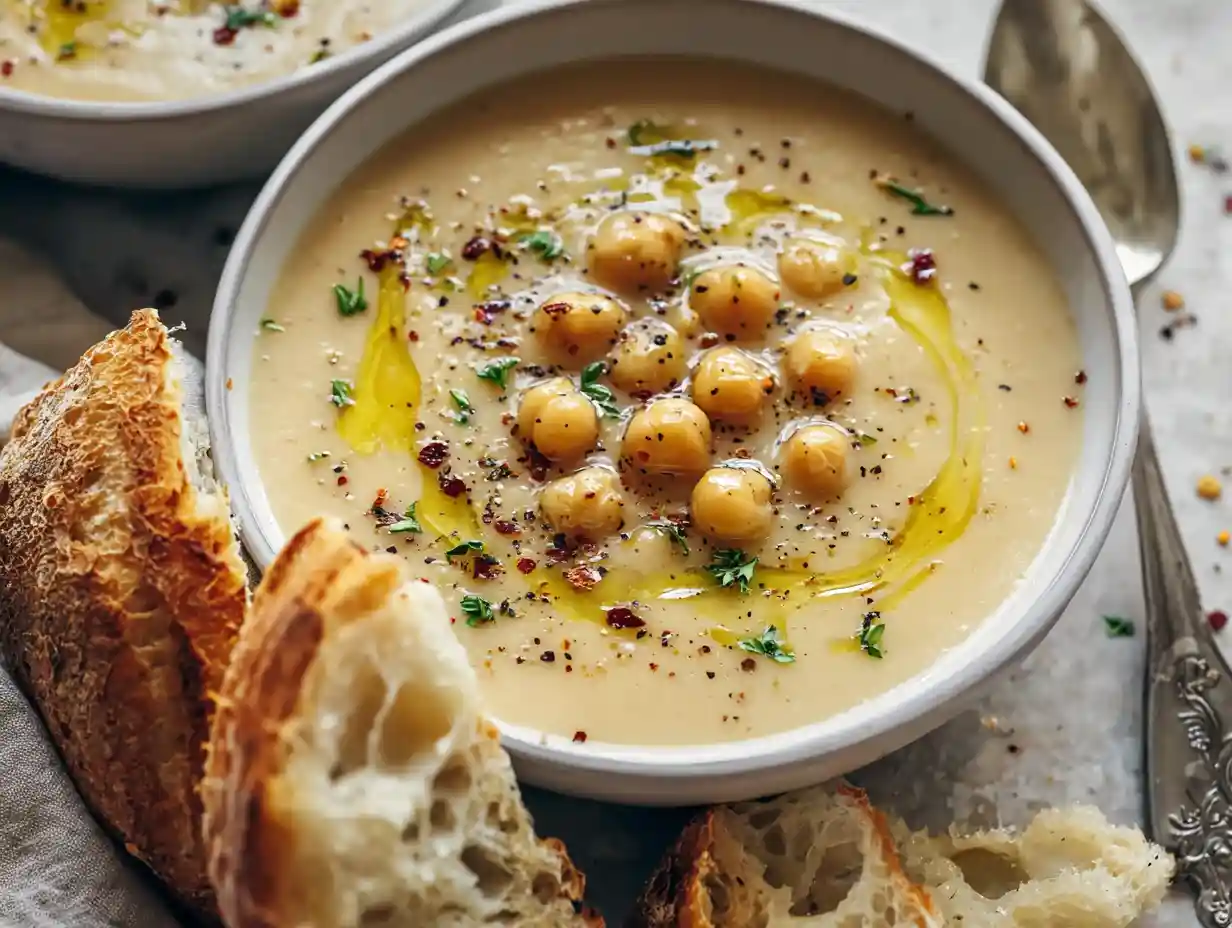 Creamy Garlic Chickpea Soup