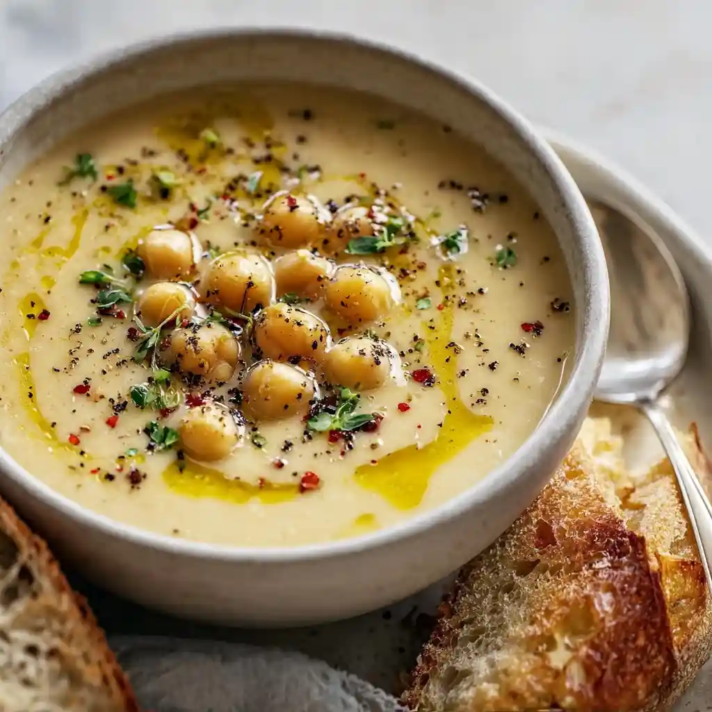Creamy Garlic Chickpea Soup