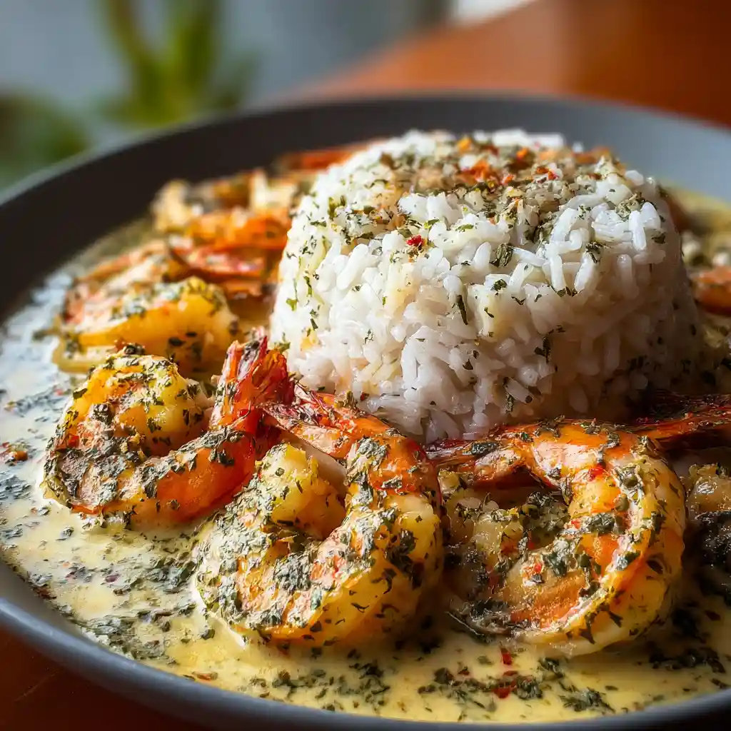 Garlic Butter Shrimp and Rice Tower