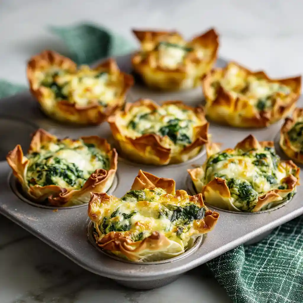 Spinach and artichoke wonton cups 