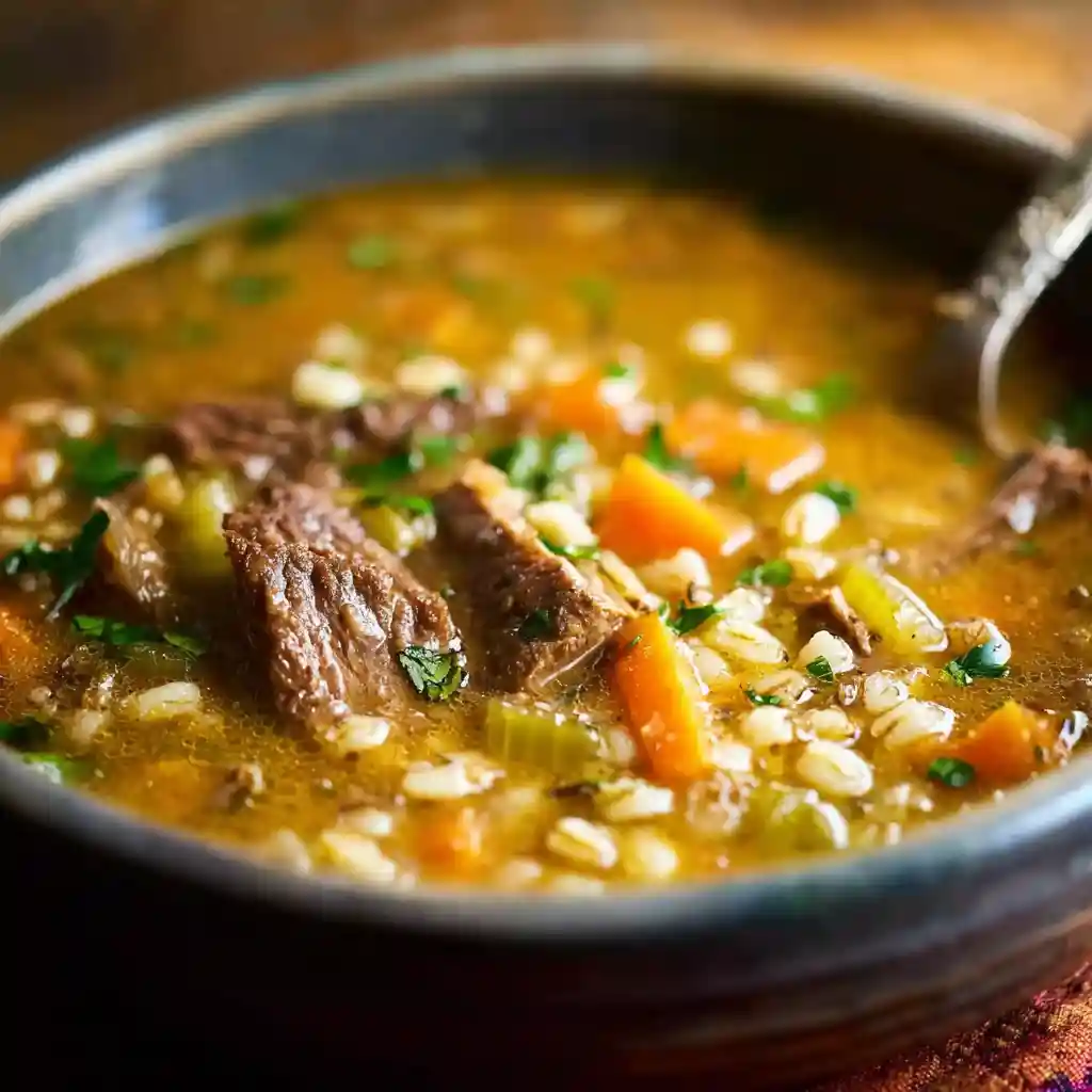Beef Barley Soup with Prime Rib
