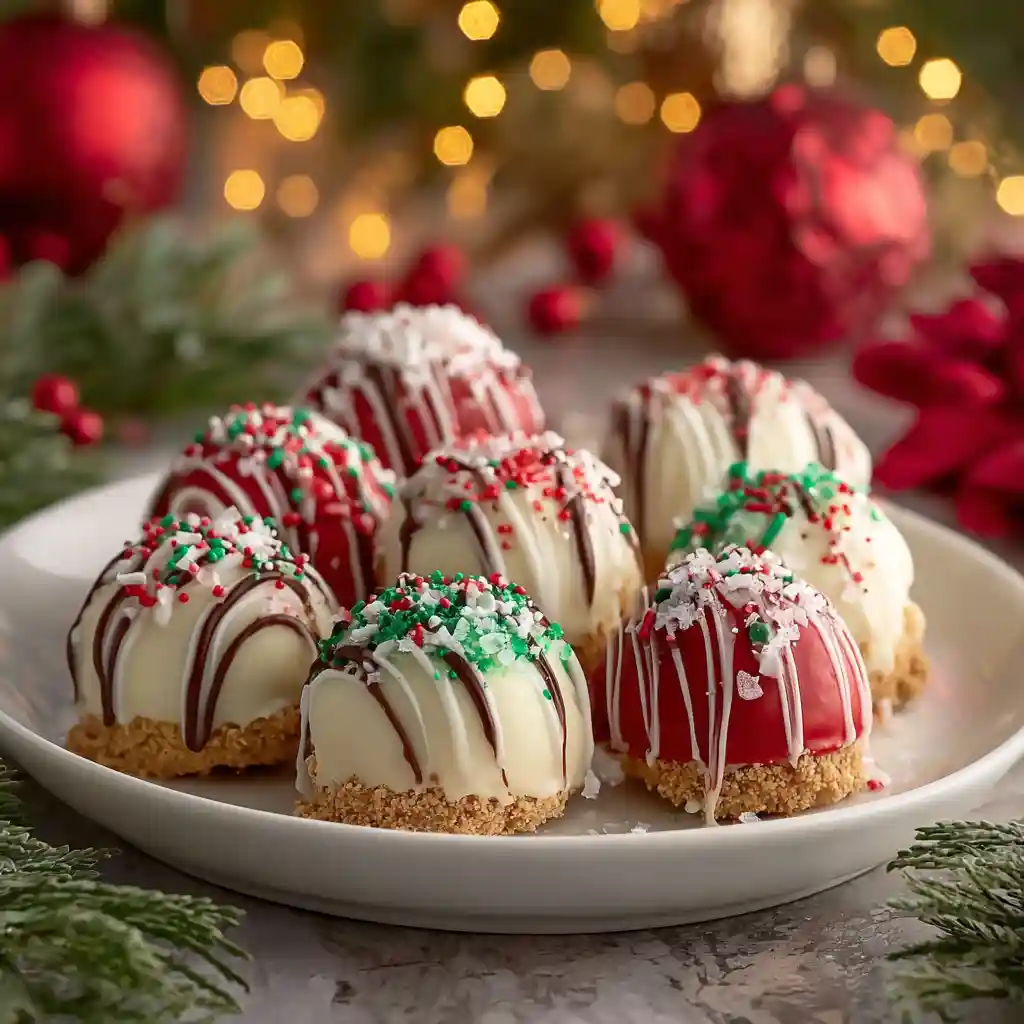 No-Bake Christmas Cheesecake Bites