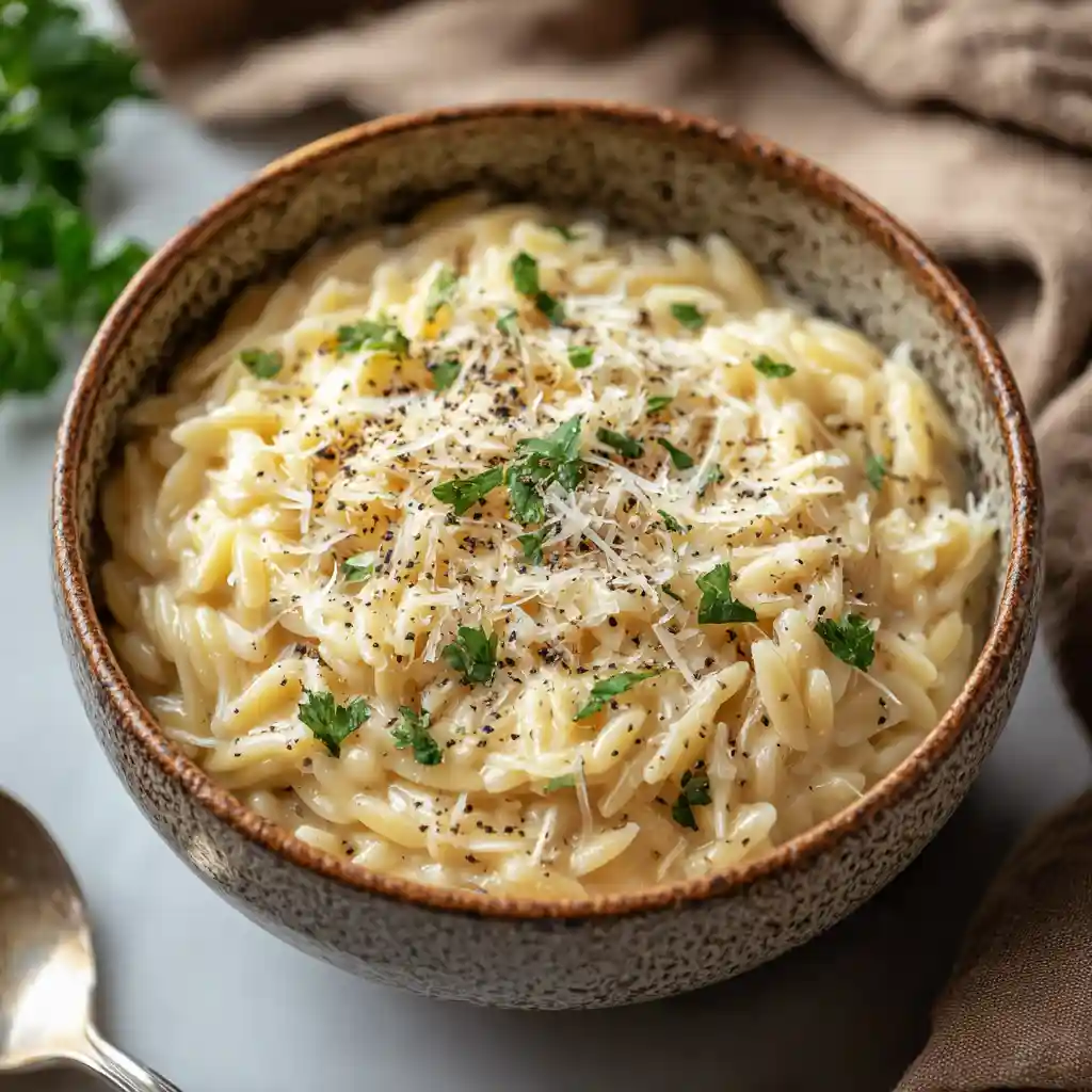 Creamy Garlic Parmesan Orzo 