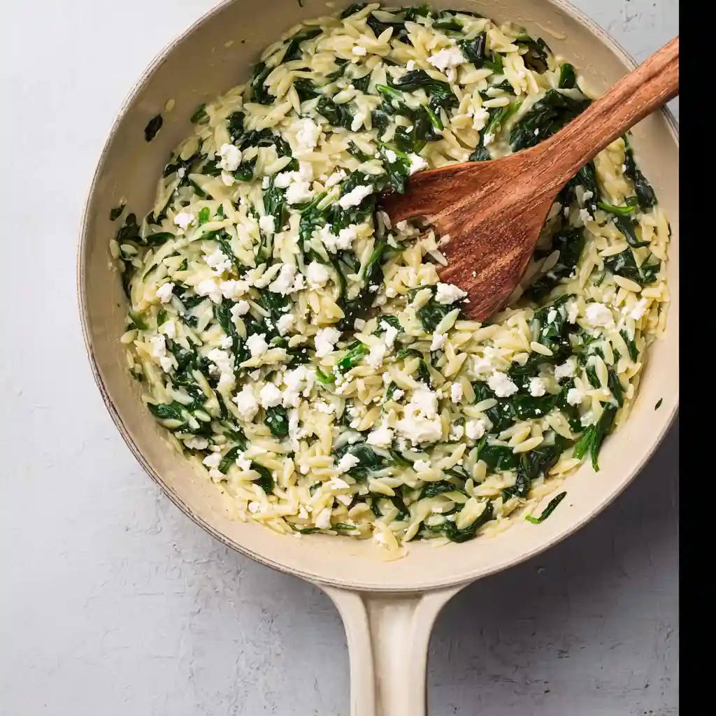 One Pan Orzo with Spinach and Feta