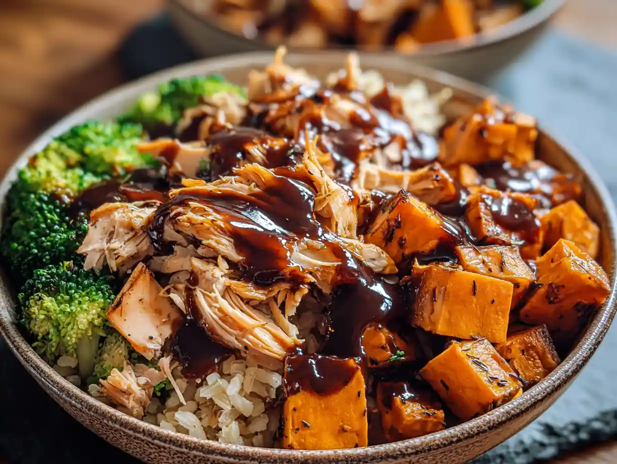BBQ Chicken & Roasted Sweet Potato Bowls