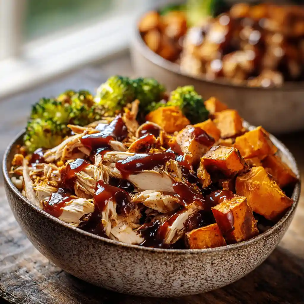 BBQ Chicken & Roasted Sweet Potato Bowls