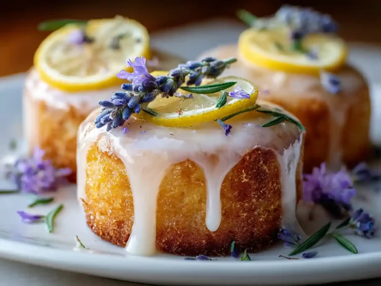 Mini Lemon Cakes With Lavender Glaze