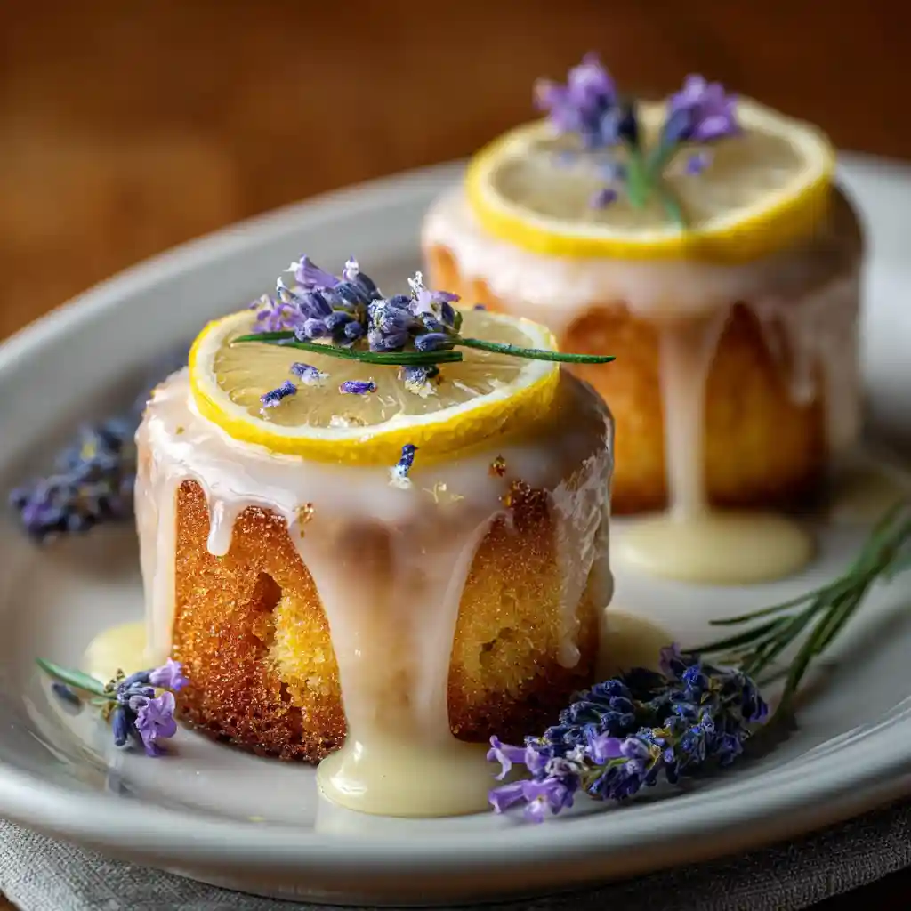 Mini Lemon Cakes With Lavender Glaze